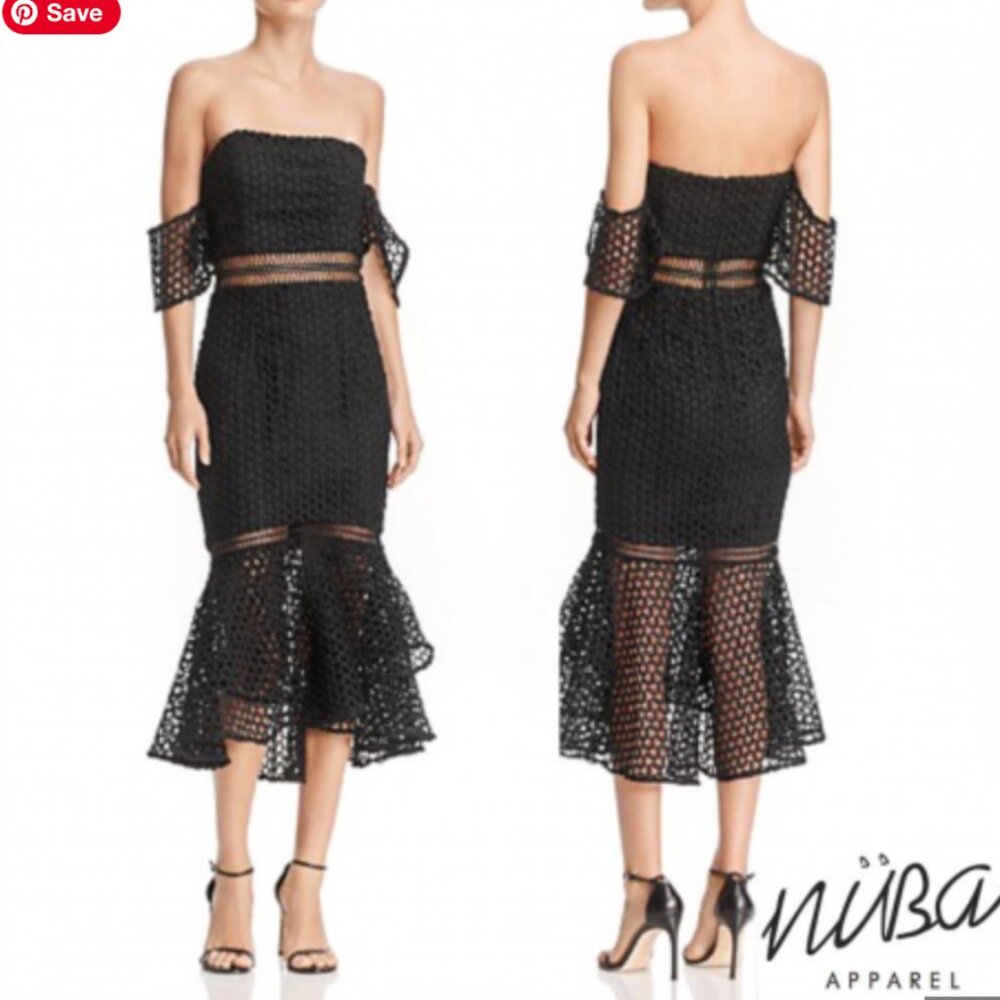 Jarlo Women's Lace Off-the-Shoulder Midi Dress | Size 8 - Picture 7 of 11